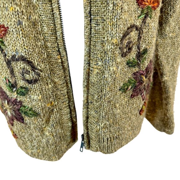 Vintage Graffiti Embroidered Zip Cardigan Sweater - Picture 5 of 8
